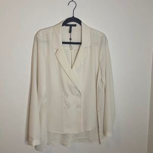 BCBGMAXAZRIA SIZE LARGE BLOUSE WITH BUTTON DETAIL